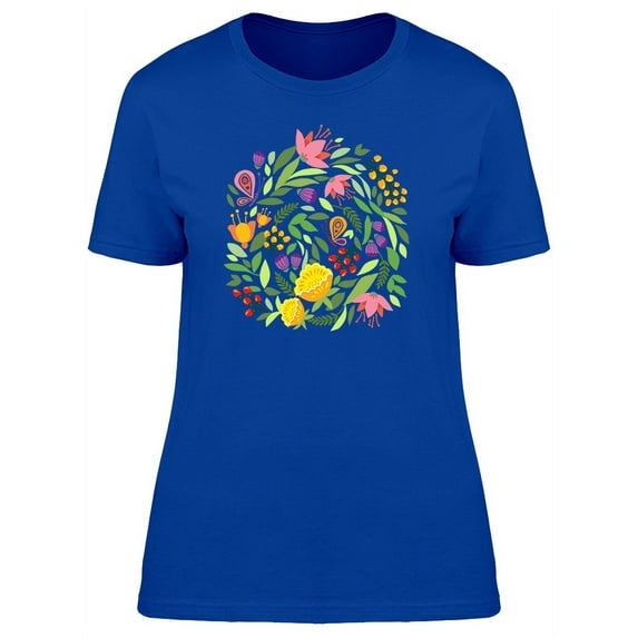 Colorful Spring Floral Butterfly T-Shirt Women -Image by Shutterstock, Female Medium