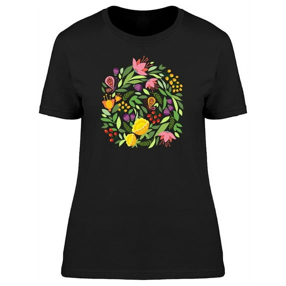 Colorful Spring Floral Butterfly T-Shirt Women -Image by Shutterstock, Female Small