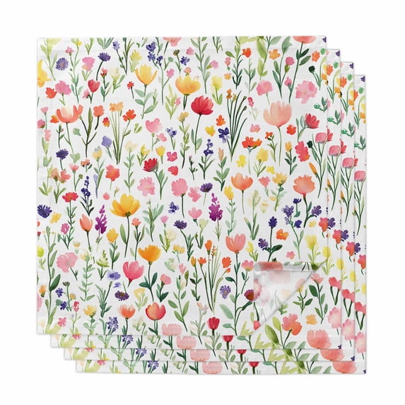 Colorful Spring Floral Cloth Napkins, Farmhouse Botanical Summer Washable and Reusable Dinner Napkins Set of 4, Table Napkin for Kitchen Party Birthday Wedding Hotel Housewarming 20"x20"