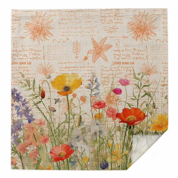 Colorful Spring Floral Cloth Napkins Washable Set of 1, Vintage Summer Botanical Reusable Dinner Table Napkins Cloth Bulk for Weddings Kitchen Restaurants Hotel Events Parties 20 x 20 Inch