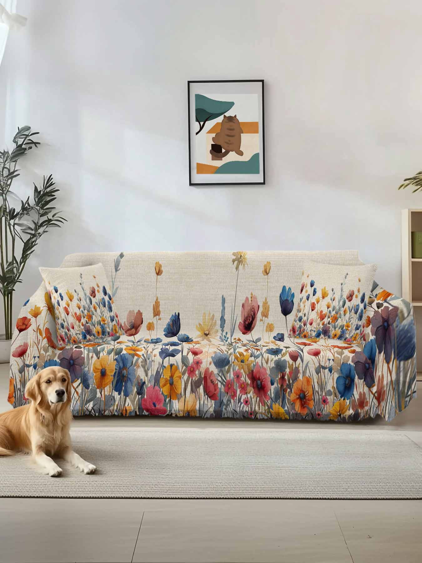 Colorful Spring Floral Couch Cover Sofa Covers 3 Cushion Sectional ...
