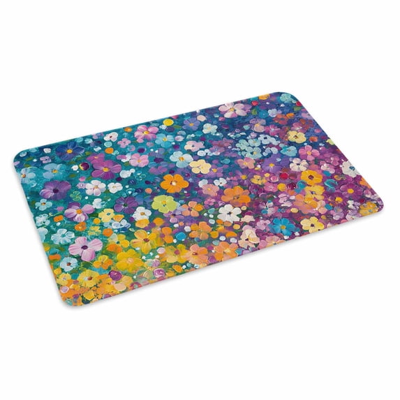 Colorful Spring Floral Doormat Outdoor Entrance 24"x36", Modern Oil Painting Abstract Art Absorb Moisture Dirt Door Mats, Non-Slip Rubber Backing Floor Mats Indoor, Low-Profile Front Door Rugs