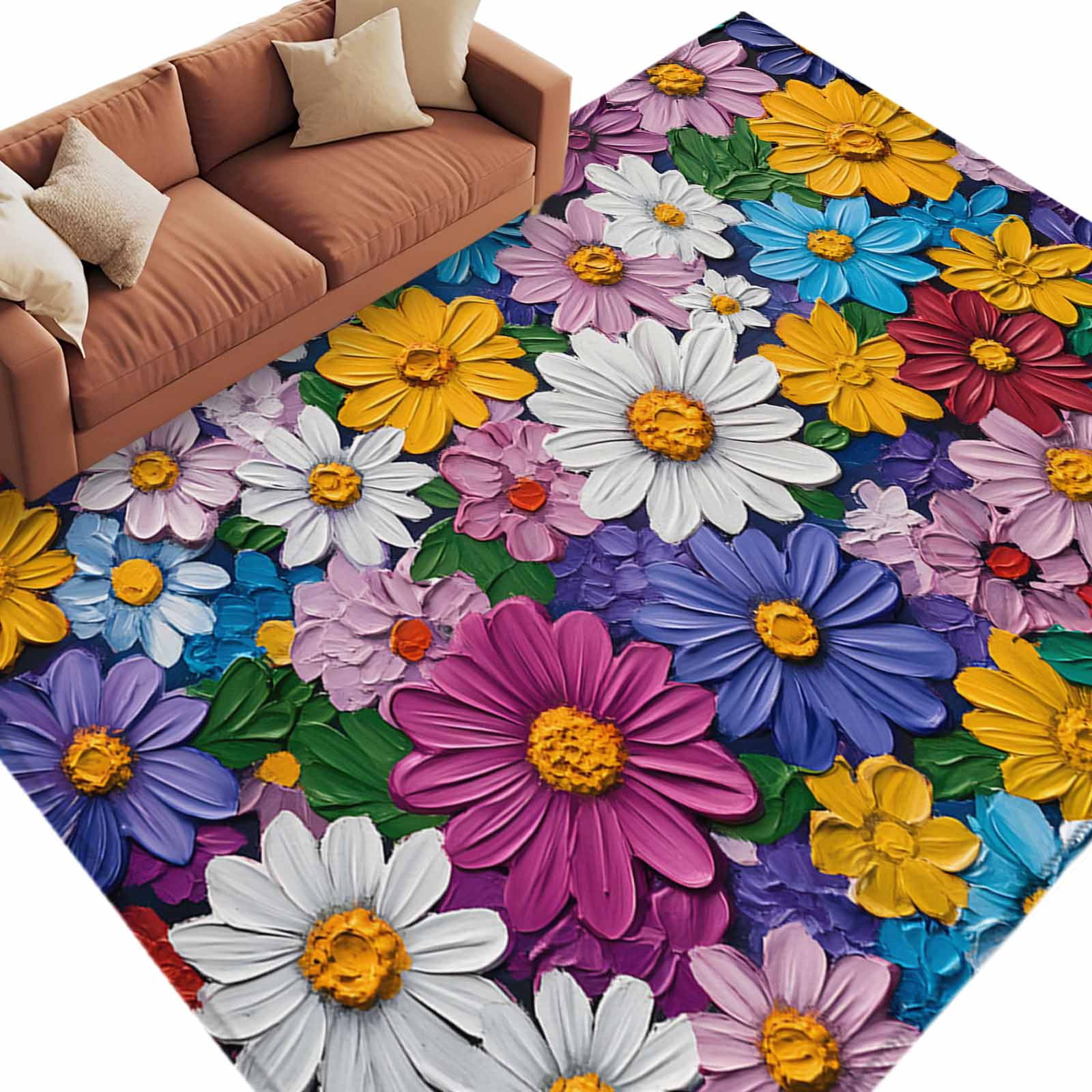 Spring Floral Rugs Colorful Spring Floral Large Area Rugs for Bedroom Living Room, Soft ...