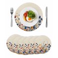 thumbnail image 1 of Colorful Spring Floral Round 13 Inch Placemats Set of 6, Elegant Summer Botanical Rustic HeatResistant Non Slip Place Mats for Dining Table, Wipeable Braided Kitchen Table Mats for Housewarming, 1 of 9