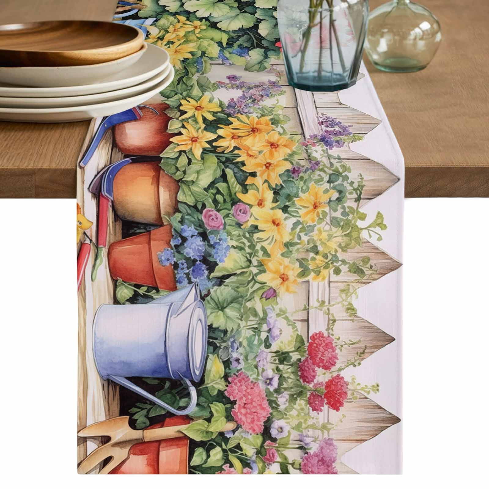 Colorful Spring Floral Table Runner 70 Inches Long, Summer Flowers ...