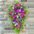 thumbnail image 1 of Colorful Spring Purple Wreath | Simulated Tulips Decorative Garland | Elegant Home Decoration for Front Door | Seasonal Curb Appeal | 1 Piece, 1 of 6