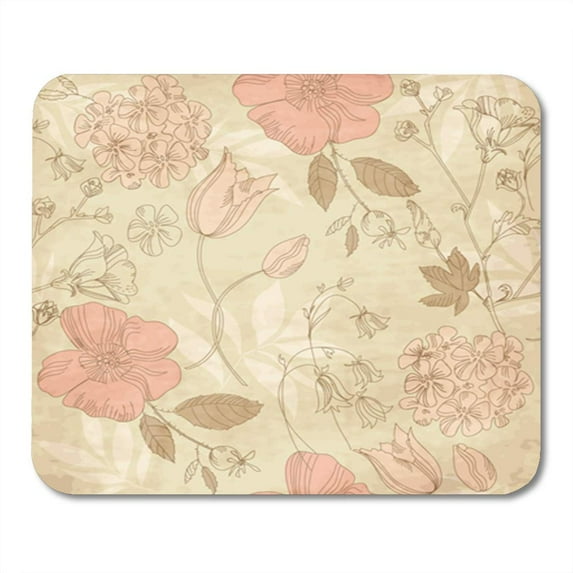 Colorful Spring Vintage Flower Pattern Floral Flora Rose Botanical Mousepad Mouse Pad Mouse Mat 9x10 inch