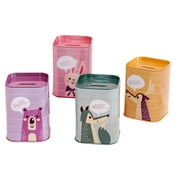 Colorful Square Metal Tin Piggy Bank for Coin Saving with Easy Access and Anti-Slip Bottom