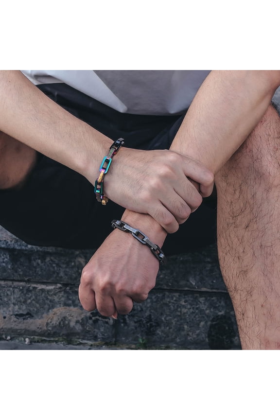 Colorful Square Three-dimensional Stitching Press Buckle Bracelet