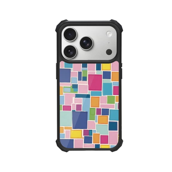 Colorful Squares Shockproof Case For iPhone 12 13 14 15 16 Pro Max Series – TPU Bumper + Hard PC Back, Air-Cushion Corners