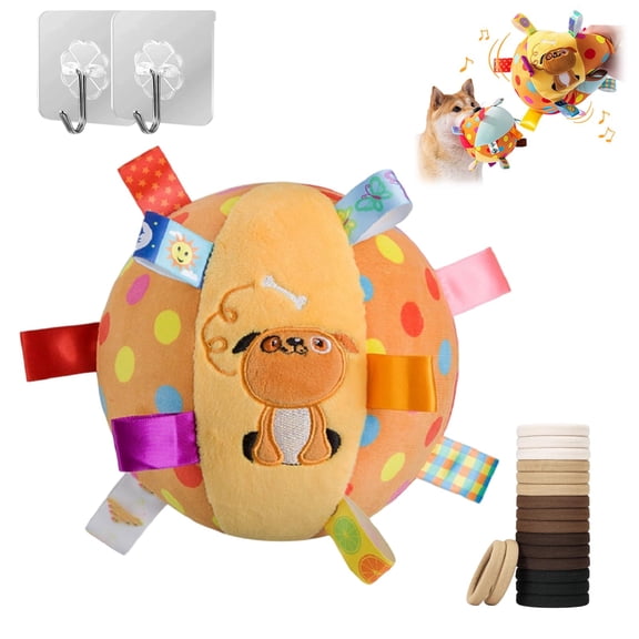 Colorful Squeaky Hanging Dog Training Toy, Squeaky Hanging Dog Toy, 6-Inch Soft Stuffed Ball with Cotton Material and Built-in Bell, Funny Interactive Elasticity Chew Toys