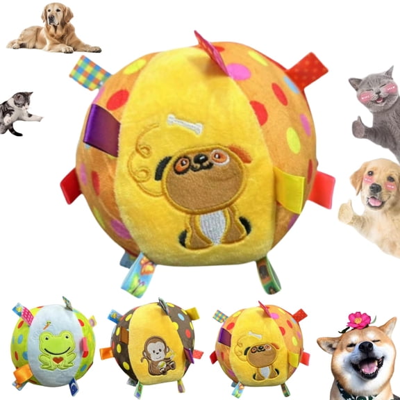 Colorful Squeaky Hanging Dog Training Toy, Squeaky Hanging Dog Toy, Funny Interactive Elasticity Chew Toys, 6-Inch Hangings Dog Toys with Cotton Material and Built-in Bell (A)