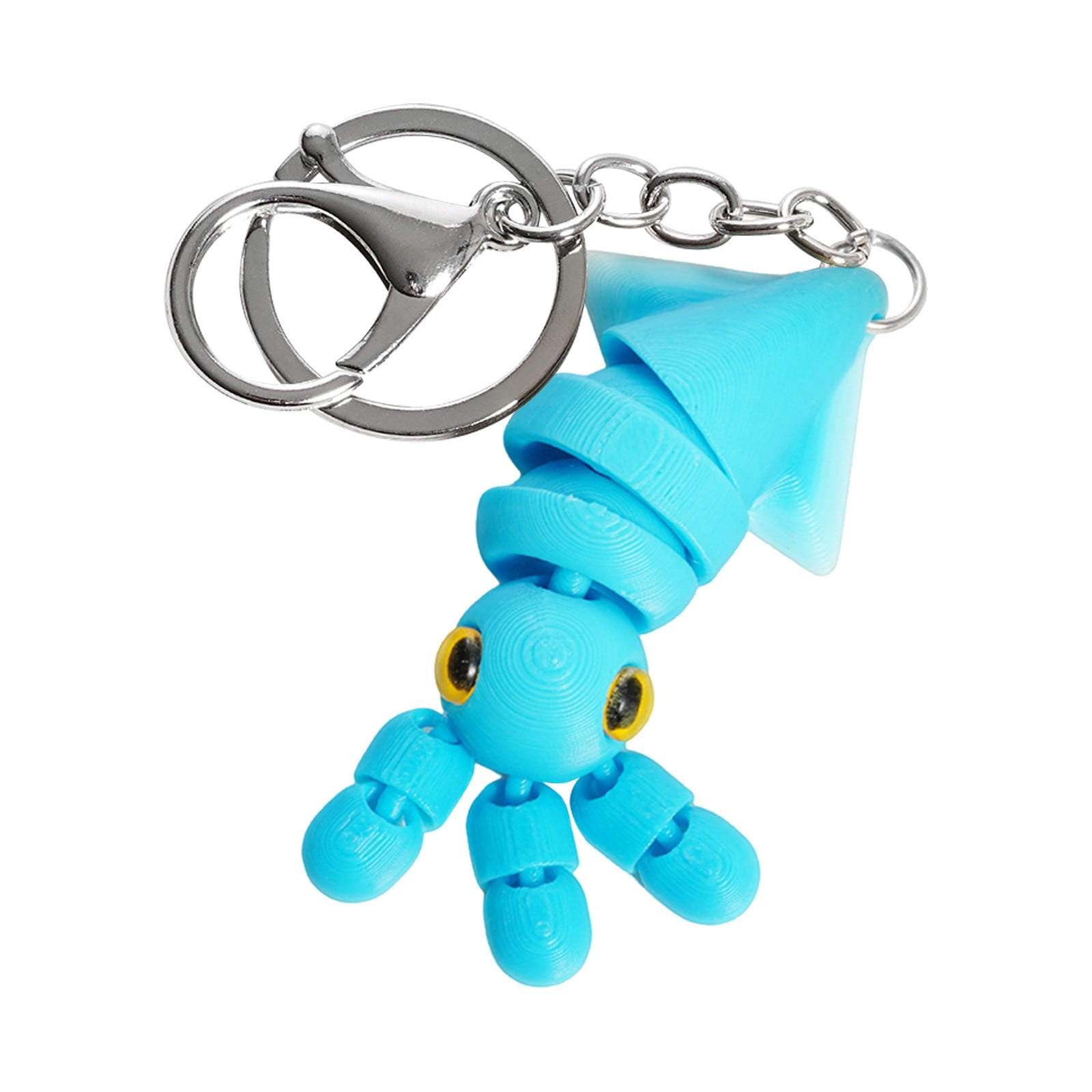 Colorful Squid Keychain with Durable Metal Ring, Cute and Fun Accessory