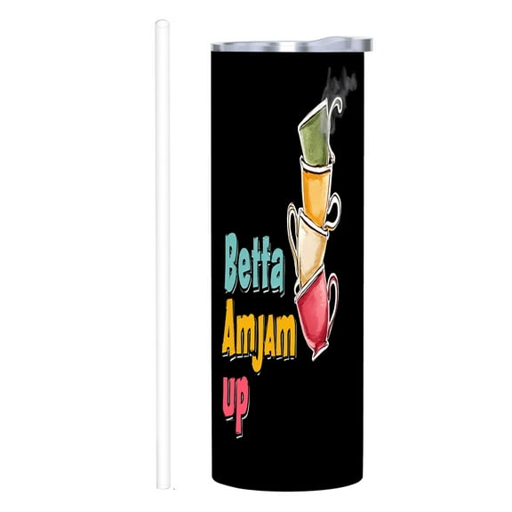 Colorful Stacked Cups Design 20 oz Stainless Steel Insulated Tumbler with Lid & Straw - Perfect for Home Office & Travel