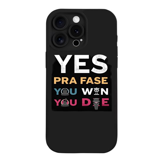 Colorful Stacked Text Design iPhone 15 Pro Case - Lightweight Yellowing Resistant Phone Case with Bold " YES PRA FASE YOU WIN YOU DIE " Pattern