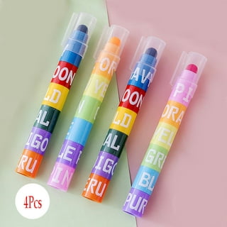 SDJMa 8 in 1 Multicolor Crayons, Retractable Crayons Pens Colored Pencil 8  Colors Painting Crayons Pens for Students Kids Classroom School Activities