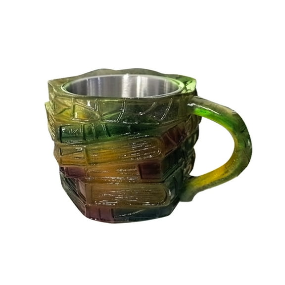 Colorful Stained Glass Book-Themed Mug Handcrafted Artistic Coffee Cup for Book Lovers and Unique Gift Idea