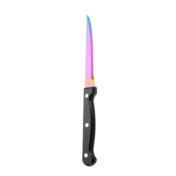 Colorful Stainless Steel Super Serrated Western Knife Camping Steak Knife Ergonomic Handle Dishwasher Safe Colorful
