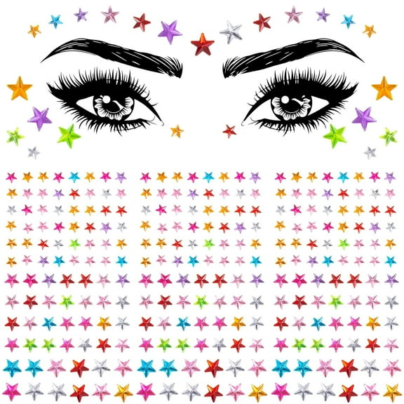 Colorful Star Face Gems Stickers, Face Eye Rhinestones Makeup Stickers, Women Makeup Jewels for Face, Rave Accessories for Parties, Festival, Daily Use