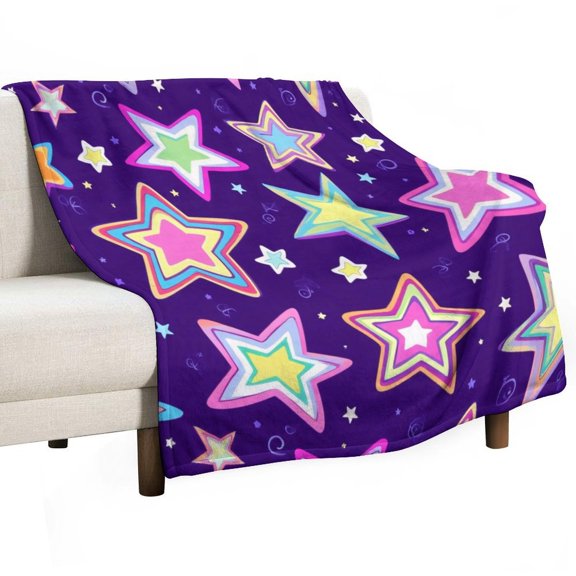 Colorful Star Pattern(2) Blanket Soft Throw Warm Lightweight Plush Blanket for Couch Bed Sofa
