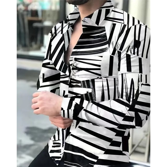 Colorful Star Pattern 3D Print Men's Long Sleeves Shirt Spring Autumn