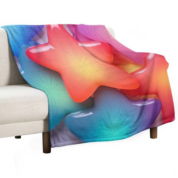 Colorful Star Pattern Blanket Soft Cozy Flannel Blanket for man women