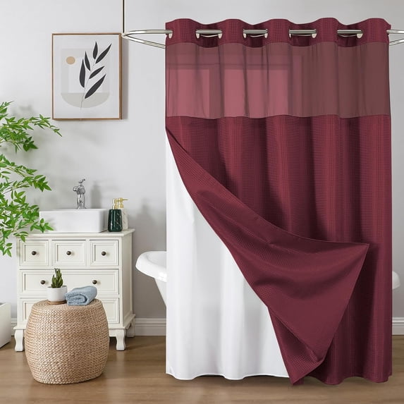 Colorful Star Pattern Waffle Weave Waterproof Shower Curtain with Snap ...