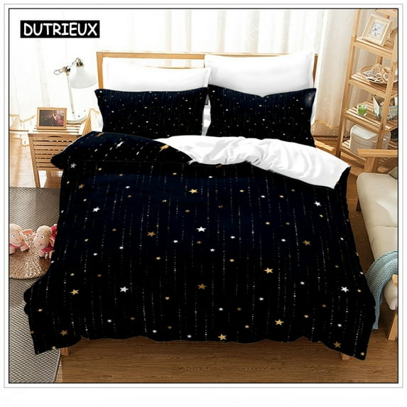 Colorful Star Sky Galaxy Bedding Set Scenery Space Duvet Cover Set Black Comforter Cover Milky Way T