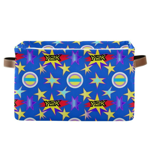 Colorful Star Storage Bins with Handle Fabric Organizer Basket Foldable Box 1 Pack 14.2x10.2x8.3