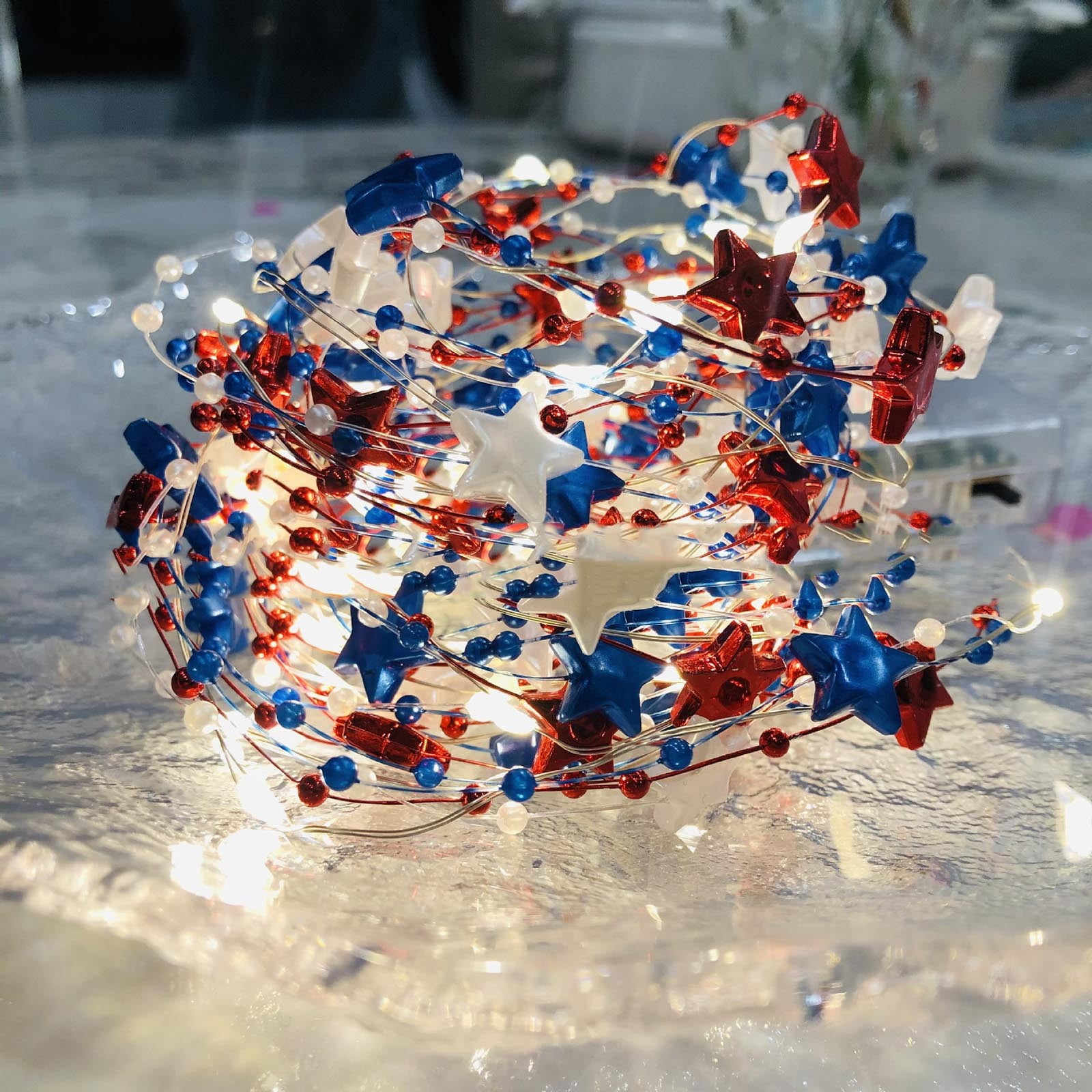 Colorful Star String Lights For Independence Day Red White Blue Lights
