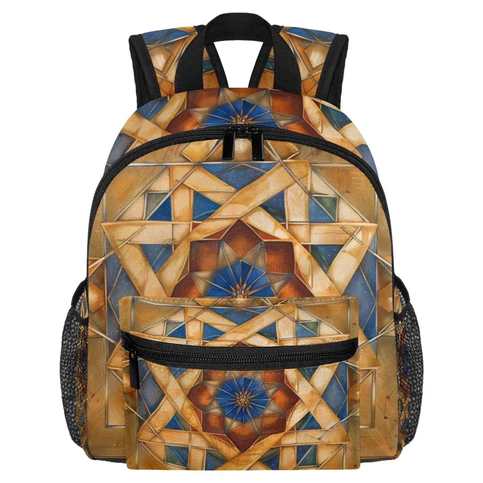 Colorful Star of David Art Retro Pattern Small Backpack, Lightweight