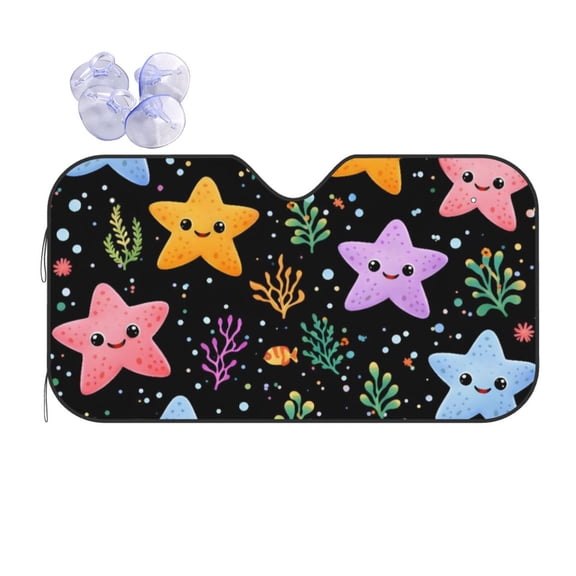 Colorful Starfish Cute Ocean Car Windshield Sun Shade Universal Fit Auto Sun Visor Protector