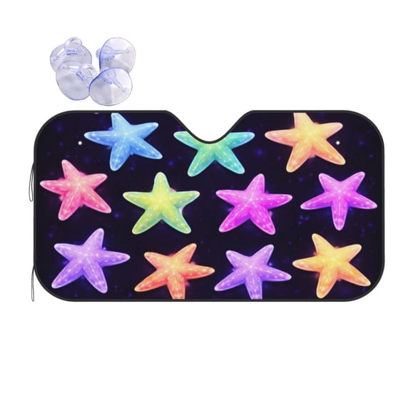Colorful Starfish Ocean Car Windshield Sun Shade Universal Fit Auto Sun Visor Protector