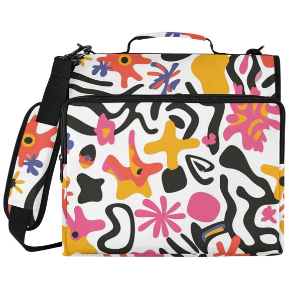 Colorful Starfish Pattern 3 Ring Binder Bag Zipper Binder Organizer with 14 Inch Laptop Sleeve