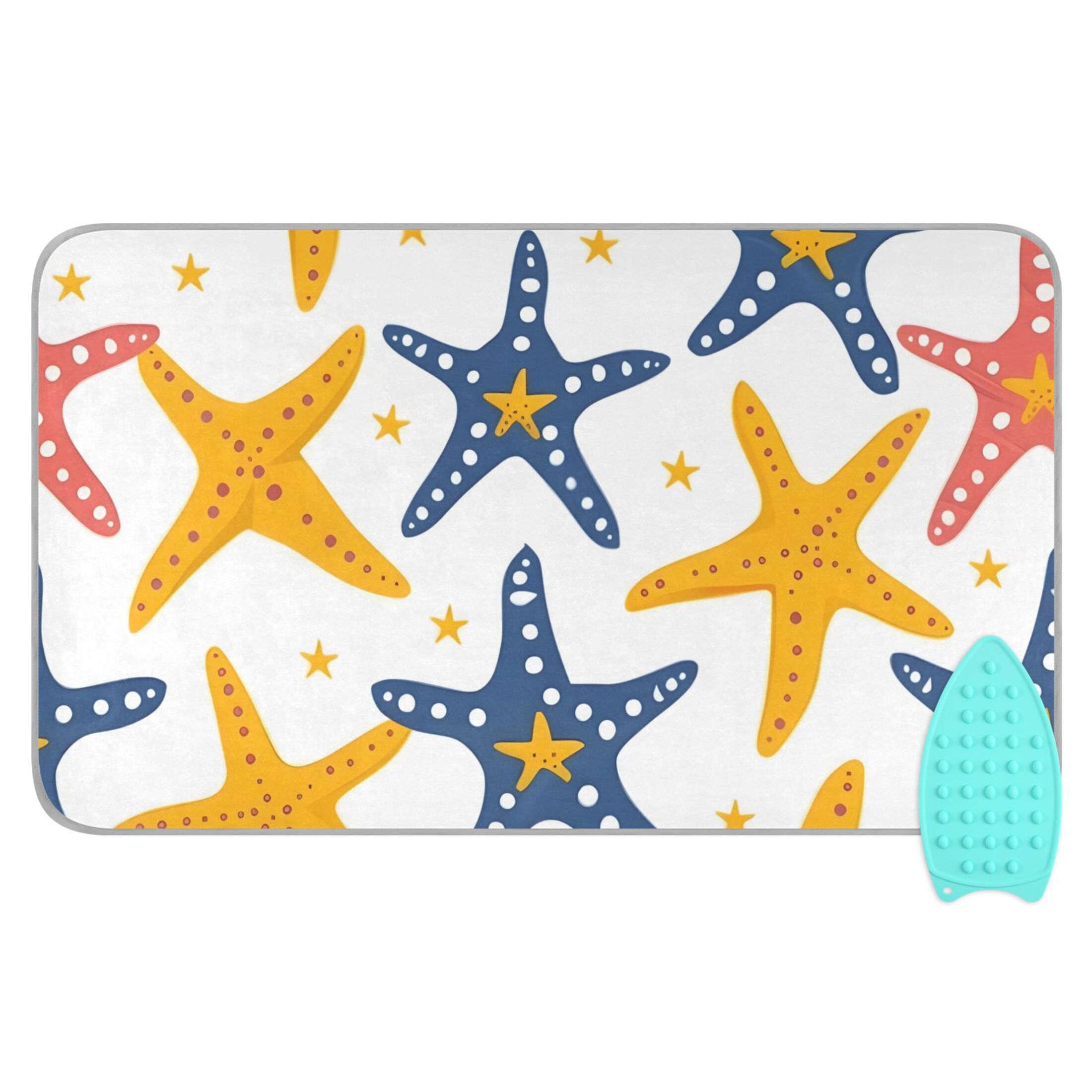 Colorful Starfishes Little Stars Ironing Mat Blanket Portable Travel Ironing Pad Heat Resistant Pad 47.2" x 27.6”