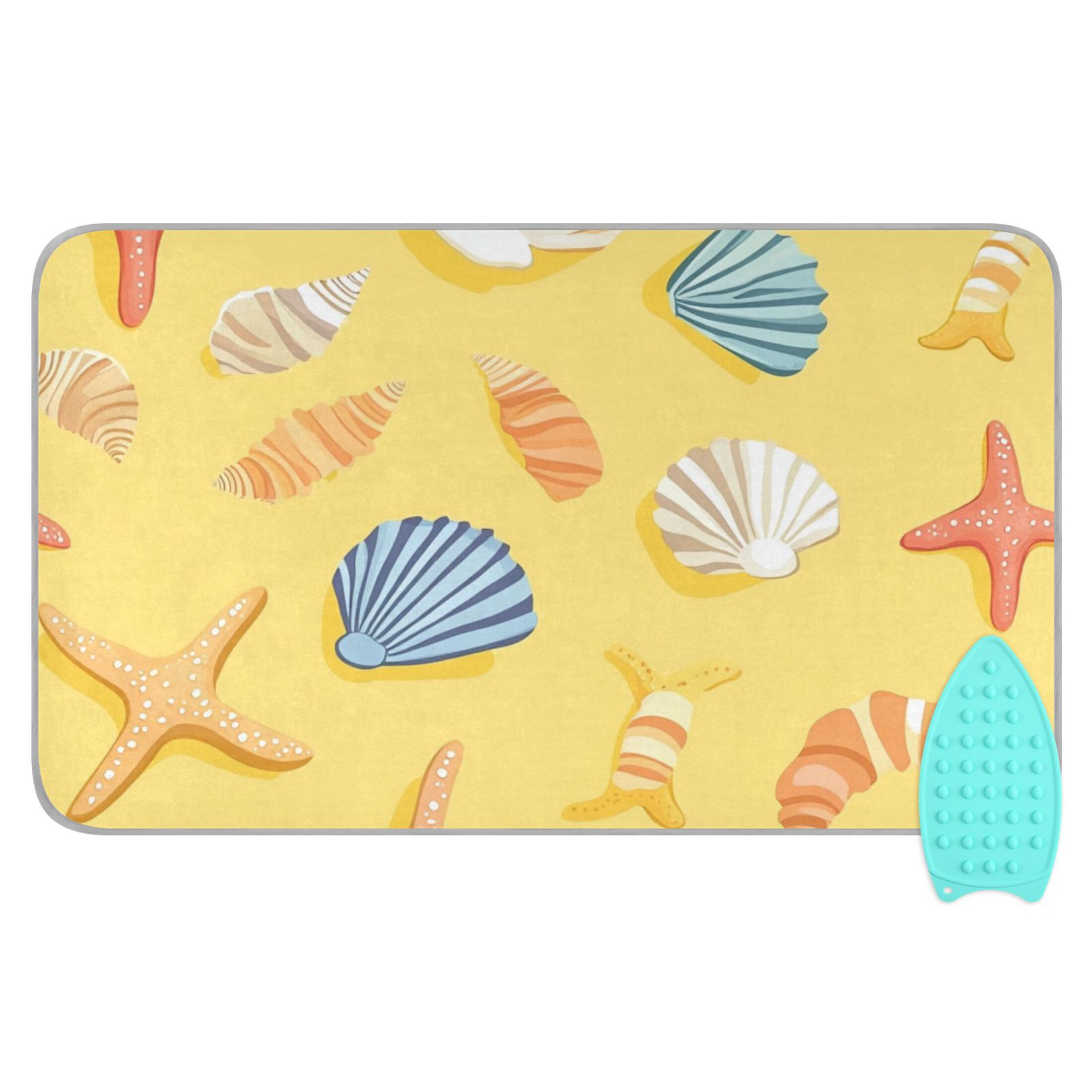 Colorful Starfishes and Shells Ironing Mat Blanket Portable Travel Ironing Pad Heat Resistant Pad 47.2" x 27.6”