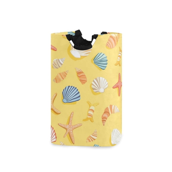 Colorful Starfishes and Shells Laundry Basket with Handles Foldable Laundry Hamper Freestanding Washing Bin 50L