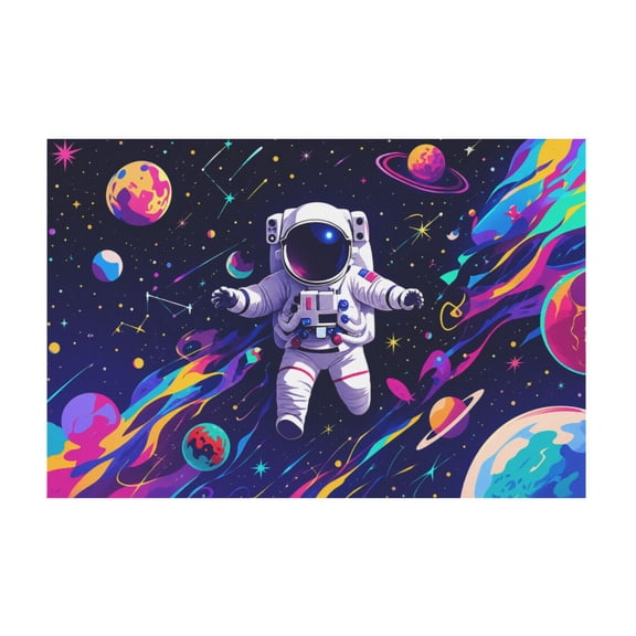 Colorful Starry Galaxy Outer Space Astronaut Canvas Wall Art For Bedroom 12*18in
