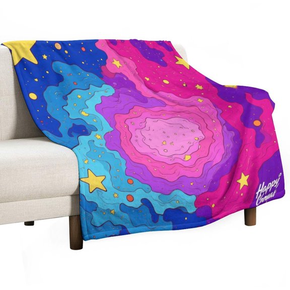 Colorful Starry Night Paper Cutout Blanket Soft Throw Warm Lightweight Plush Blanket for Couch Bed Sofa