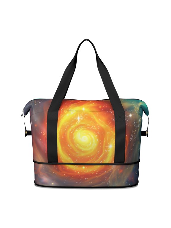 Colorful Starry Sky and Universe Expandable Travel Tote Bag, Work Shopping Tote with Dry Wet Pockets, Expandable Bottom Gift Ideas for Holiday Birthday Gifts