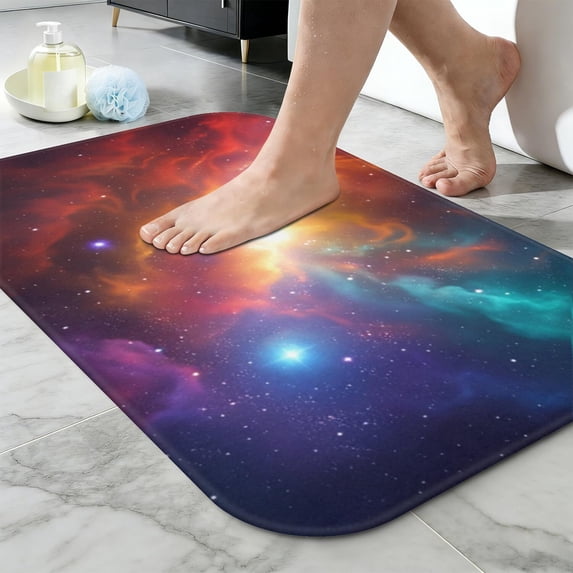 Colorful Starry Sky and Universe Non-Slip Bath Mat, Entryway Door Rug ...