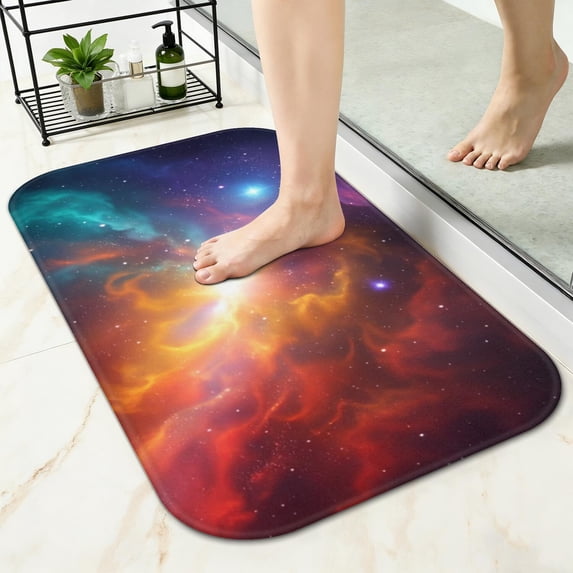 Colorful Starry Sky and Universe Non-Slip Bath Mat, Entryway Door Rug ...