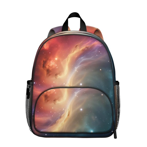 Colorful Starry Sky and Universe Backpack for School, Cute School Bag with Adjustable Shoulder Straps and Padded Back, 13.8"x11.4"x6"