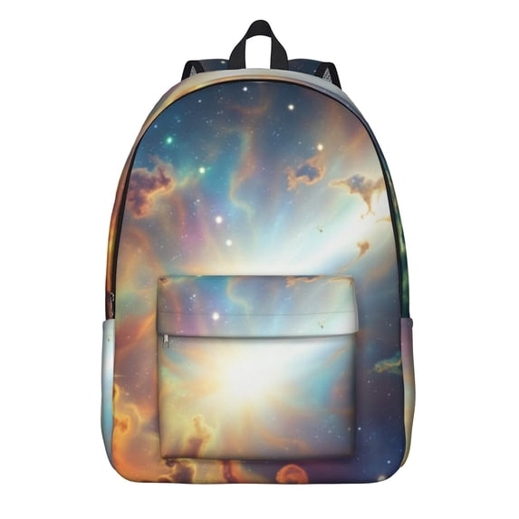 Colorful Starry Sky and Universe Backpack for School, Cute School Bag with Adjustable Shoulder Straps and Padded Back, 15.7"x11.8"x5.5"