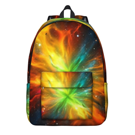 Colorful Starry Sky and Universe Backpack for School, Cute School Bag with Adjustable Shoulder Straps and Padded Back, 15.7"x11.8"x5.5"