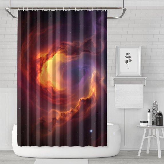 Colorful Starry Sky and Universe Modern Waterproof Shower Curtain Set with 12 Hooks, Washable Decorative Bathroom Shower Curtain