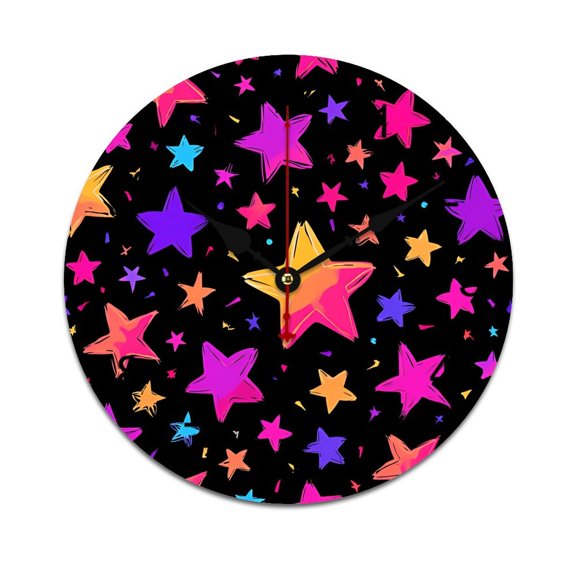 Colorful Stars Clouds And Moon Bedroom Wall Clock Large Modern Kitchen Dinning Round Living Room Watch Home Decor