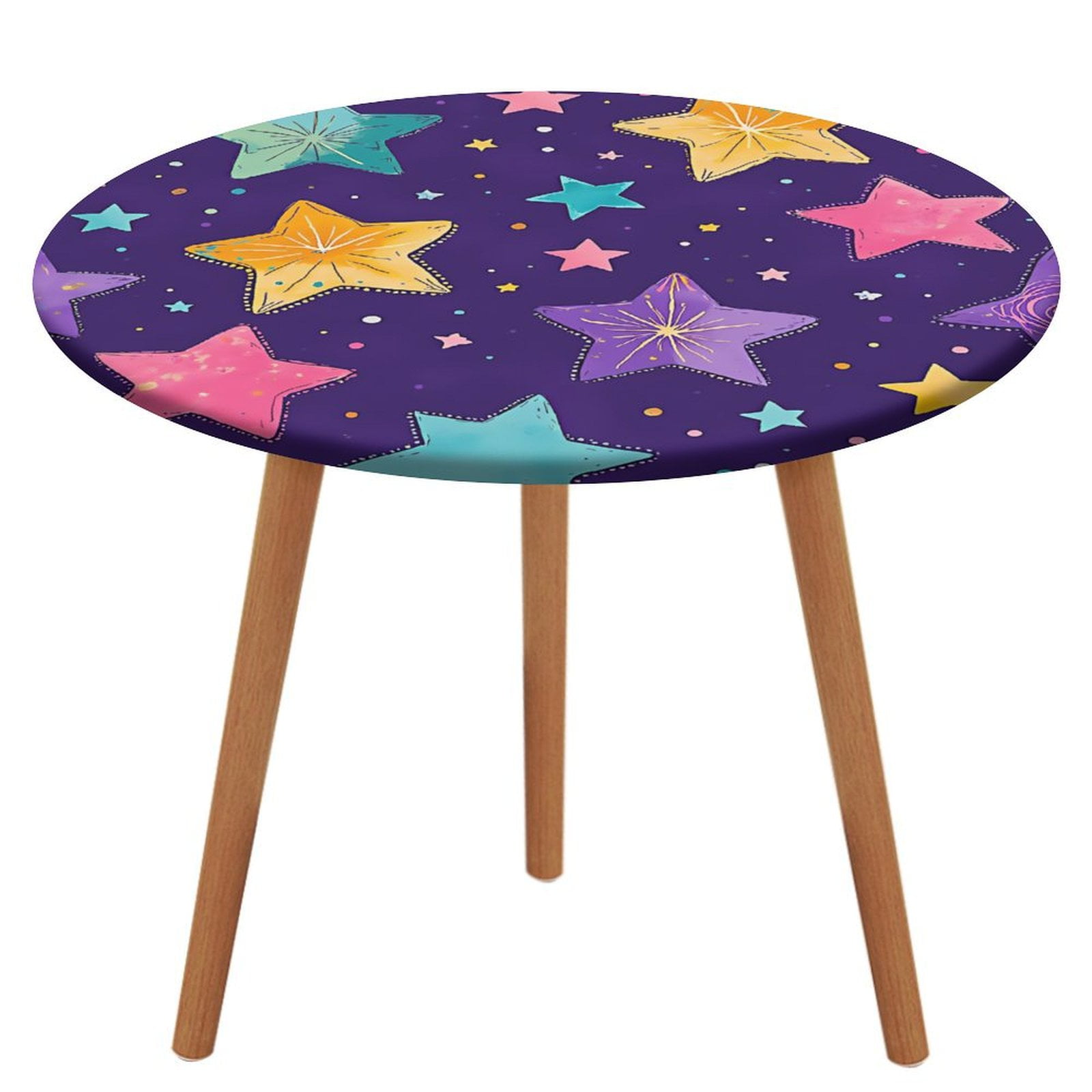 Colorful Stars Clouds And Moon Pattern Round Tablecloth Waterproof ...