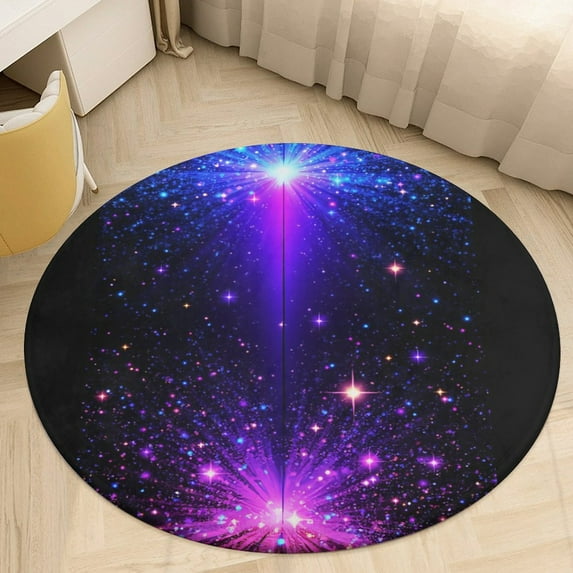 Colorful Stars Clouds And Moon Round Area Rugs for Bedroom Living Room, 5FT Soft Indoor Circle Carpets, Carpet Home Decor Floor Mat