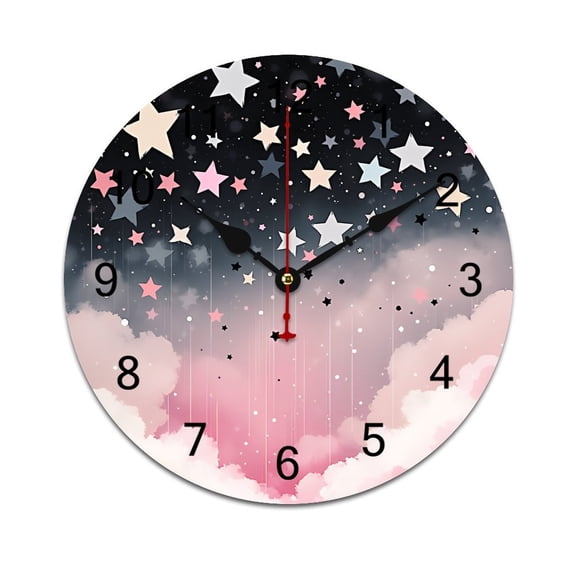 Colorful Stars Clouds And Moon Time Decorative Wall Clocks Round Large Wall Watch Bedroom Home Decor 10 12 14 Inch